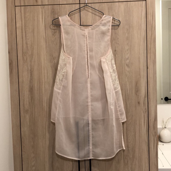 Blush Mesh Tank with Floral Embroidery - Picture 3 of 4
